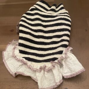Striped Black and White Dog Sweater with Ruffle Dress Louisdog S clothes